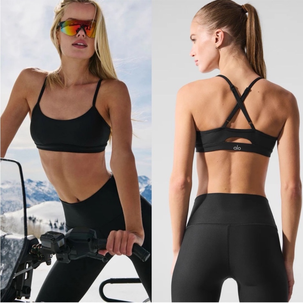 ALO Yoga Black Strappy Sports Bra